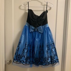 Jessica McClintock Blue and Black Prom Dress